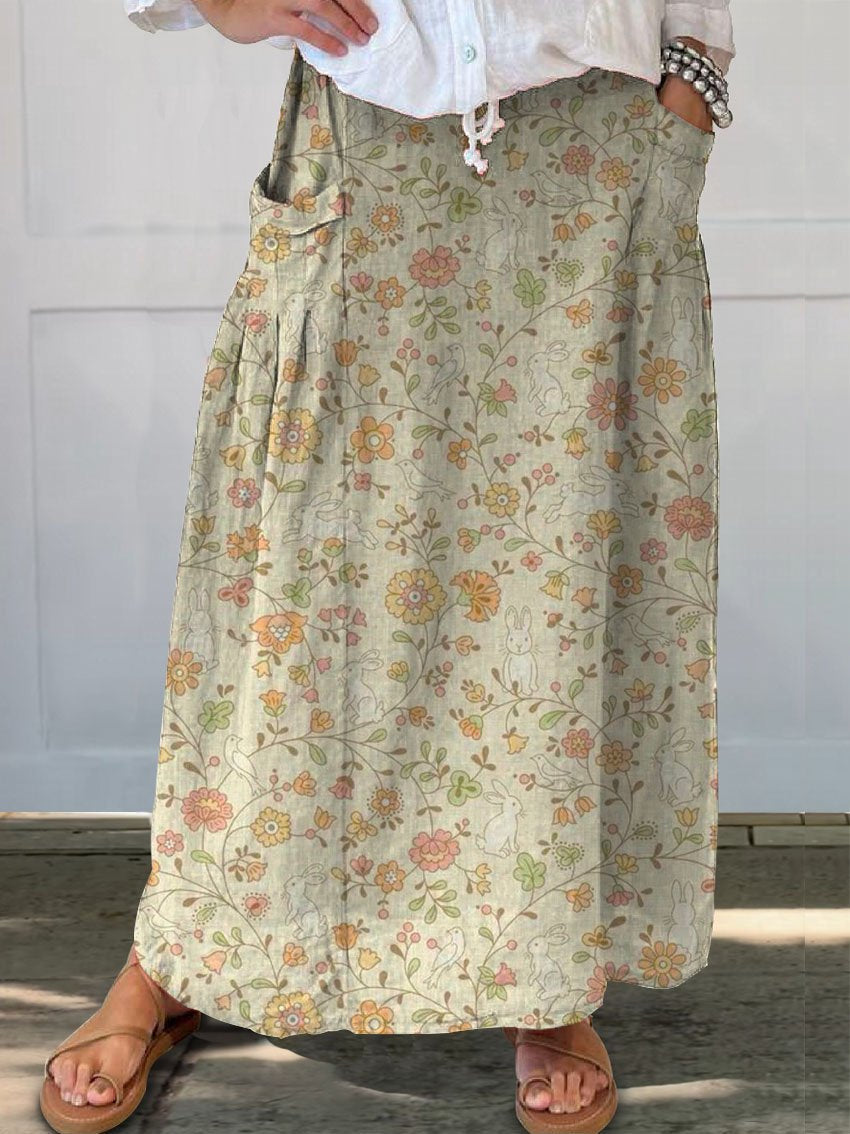 Women’s Vintage Printed Classical Floral Skirt - 306BSQBY25040550 / S