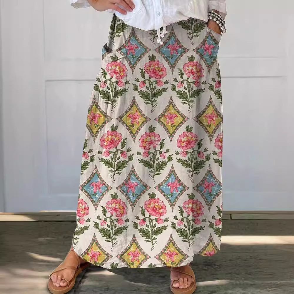 Women’s Vintage Printed Classical Floral Skirt
