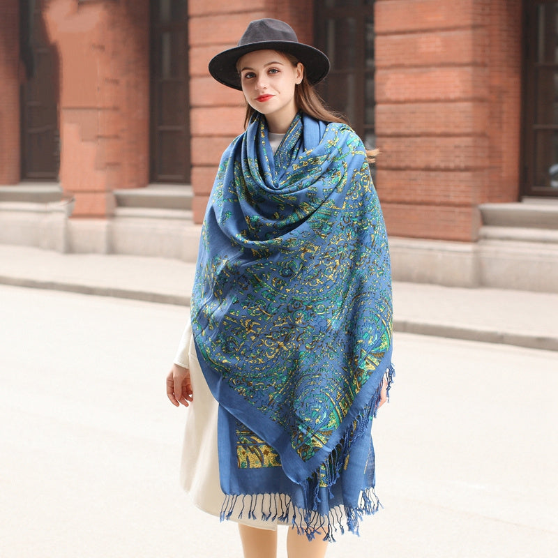 Wool Cape Thick Spring And Autumn Oversized Shawl - Picture color