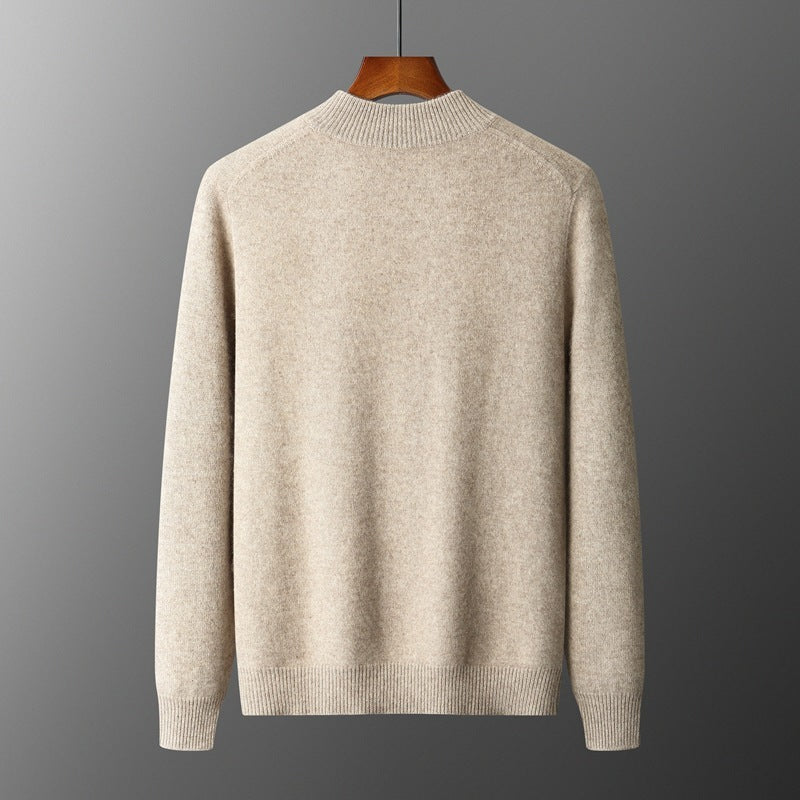Wool Cardigan Men’s Stand Collar Zipper Knitted Sweater Coat Warm And Loose Cashmere Pants Men