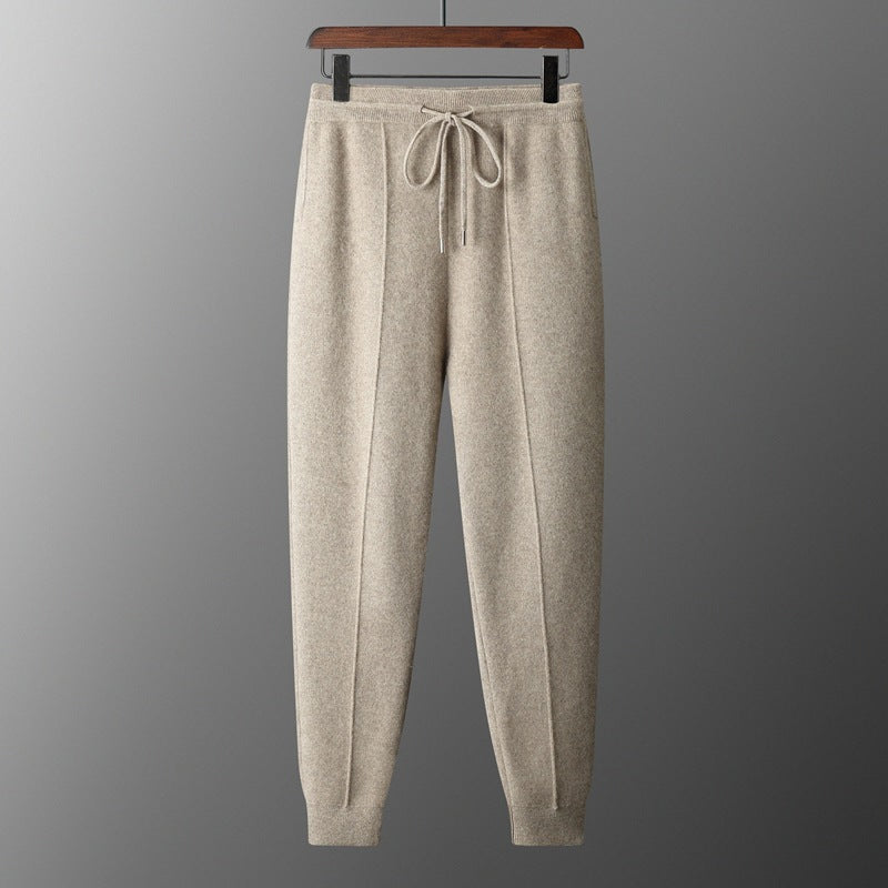Wool Cardigan Men’s Stand Collar Zipper Knitted Sweater Coat Warm And Loose Cashmere Pants Men