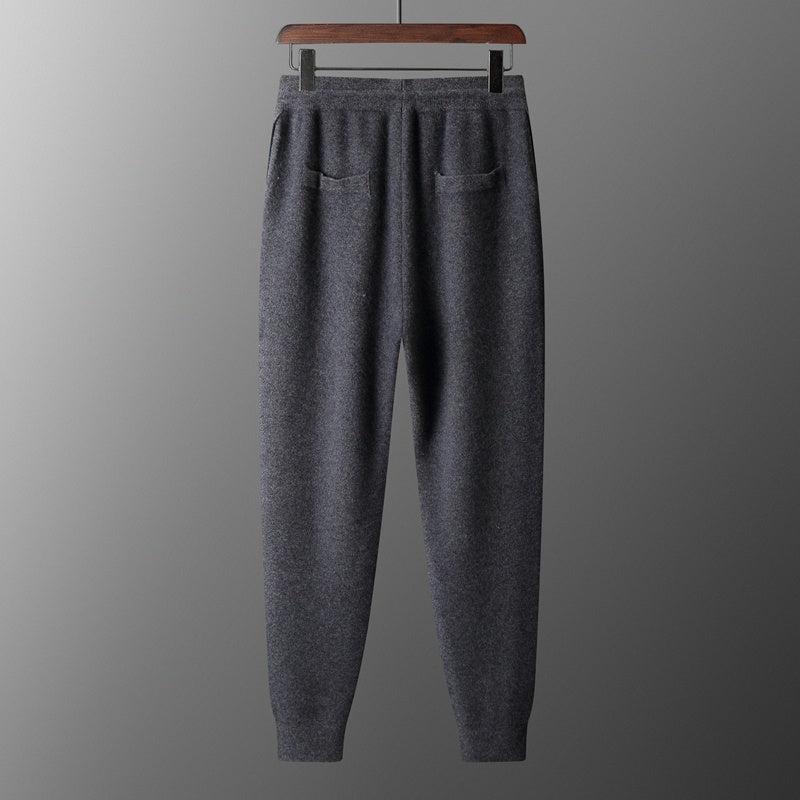 Wool Cardigan Men’s Stand Collar Zipper Knitted Sweater Coat Warm And Loose Cashmere Pants Men