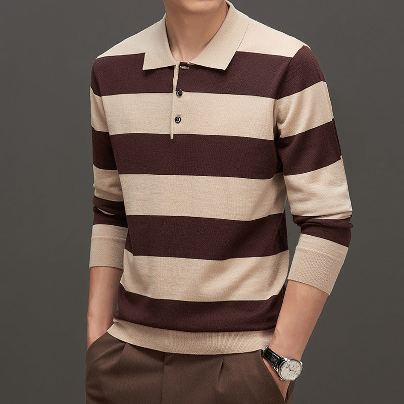 Men’s Fashion Casual Long Sleeve Jacquard Close-fitting Sweater