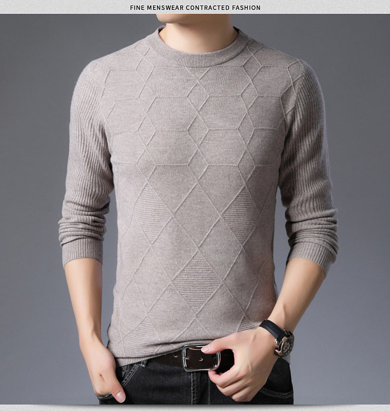 Solid-color round neck sweater - Apricot / 105