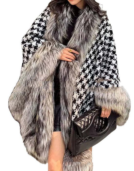 Wool Women’s Shawl Knitted Outerwear - Gray / Average Size