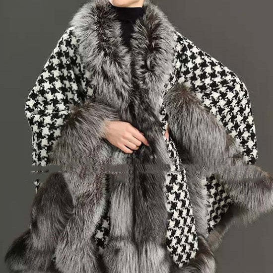 Wool Women’s Shawl Knitted Outerwear - Gray / Average Size