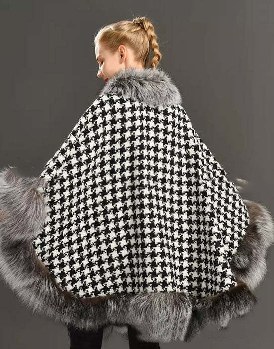 Wool Women’s Shawl Knitted Outerwear - Gray / Average Size