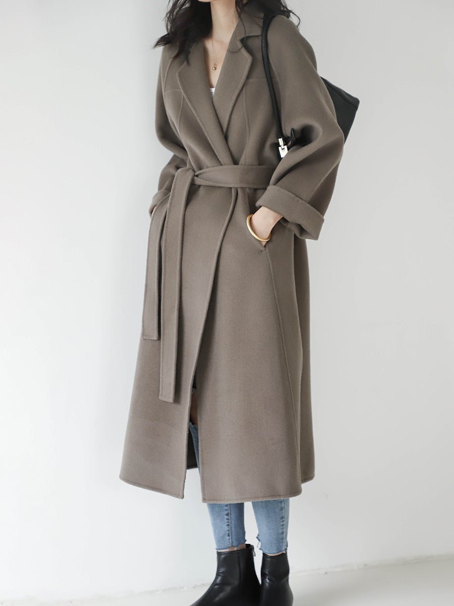 Fashion Loose Cool Woolen Coat Women - Gray Coffee / S