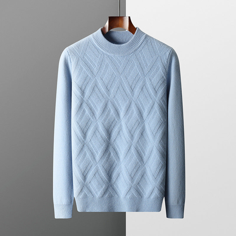 Woolen Sweater Men’s Half Turtleneck Thickened Sweater Casual