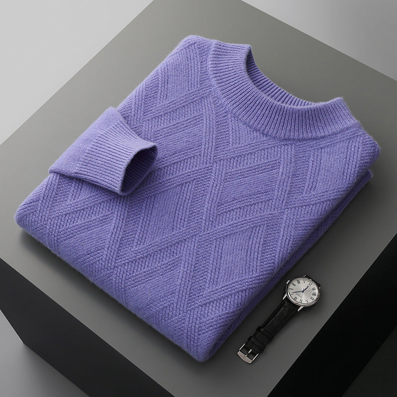 Woolen Sweater Men’s Half Turtleneck Thickened Sweater Casual - Catharanthus Roseus Blue / S