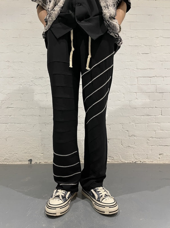 Micro-flare Look Thin Drape Mopping Trousers - Black / S