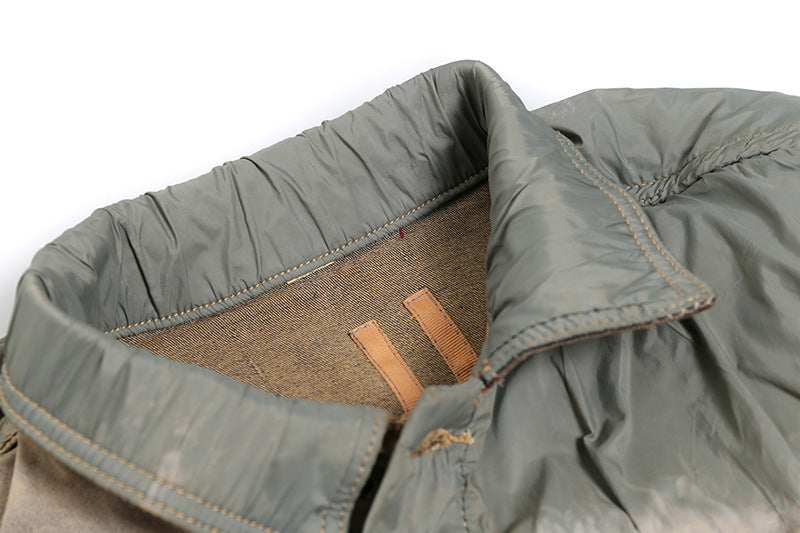 Worn Looking Washed-out Splicing Coating Brush Wax Deconstruction Denim Jacket Coat