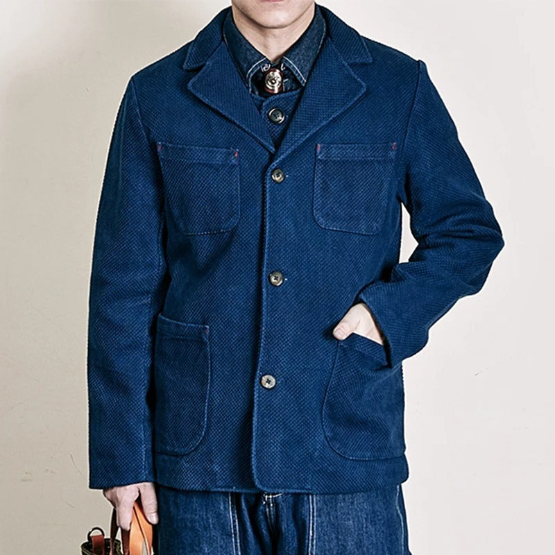 Woven Blue Dyed Coat Vintage Corduroy