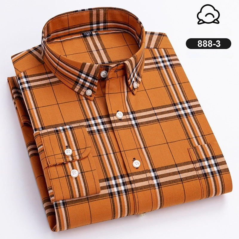 Men’s Xinjiang Cotton Plaid Buckle Collar Casual Cardigan Shirt - 8883 Colors / 39