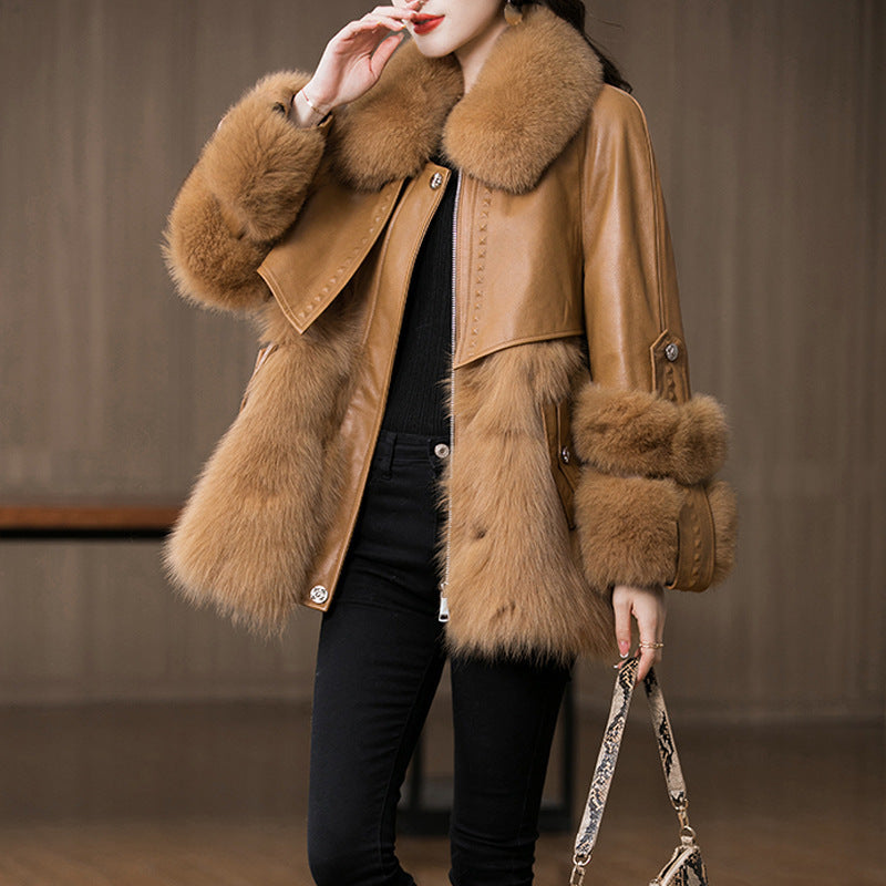 Young Genuine Leather Fur Coat Sheep Fur Fur All-in-one Coat Women’s Coat