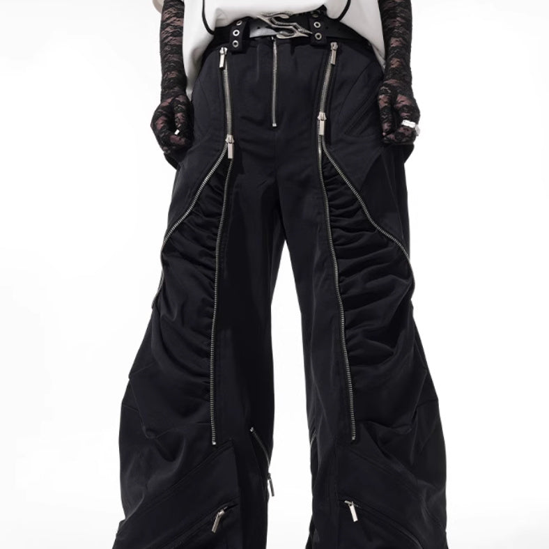 Deconstructing Design Zipper Workwear Casual Pants