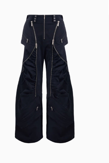 Deconstructing Design Zipper Workwear Casual Pants - Black pants / M