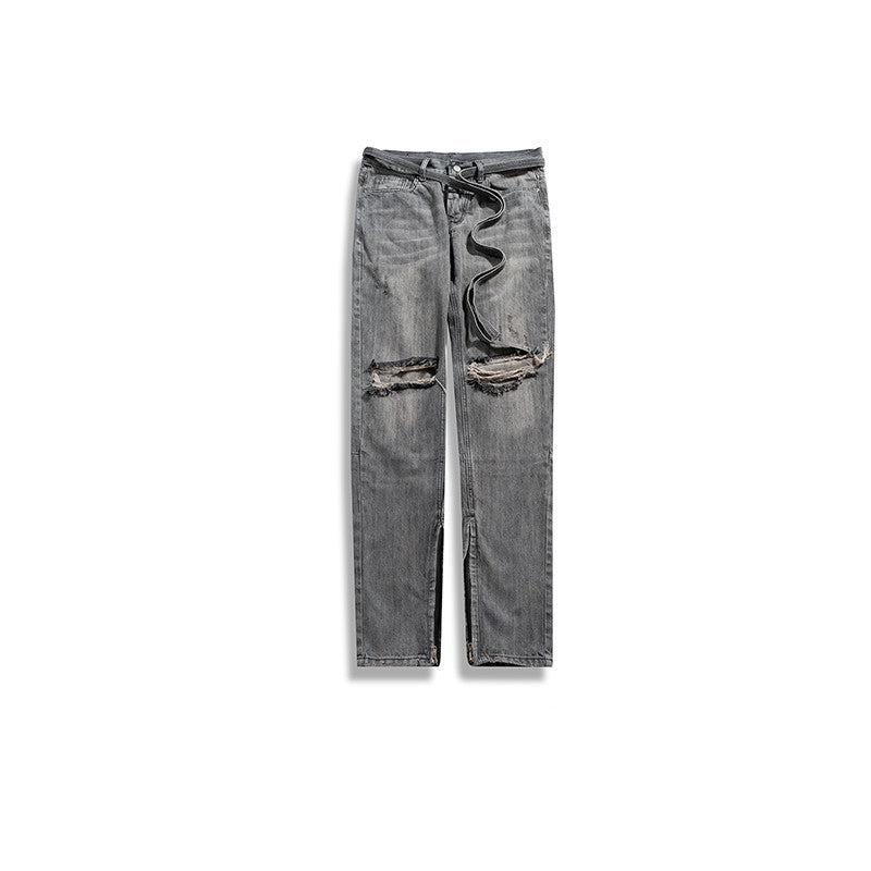 Zipper trousers jeans - Grey / 30