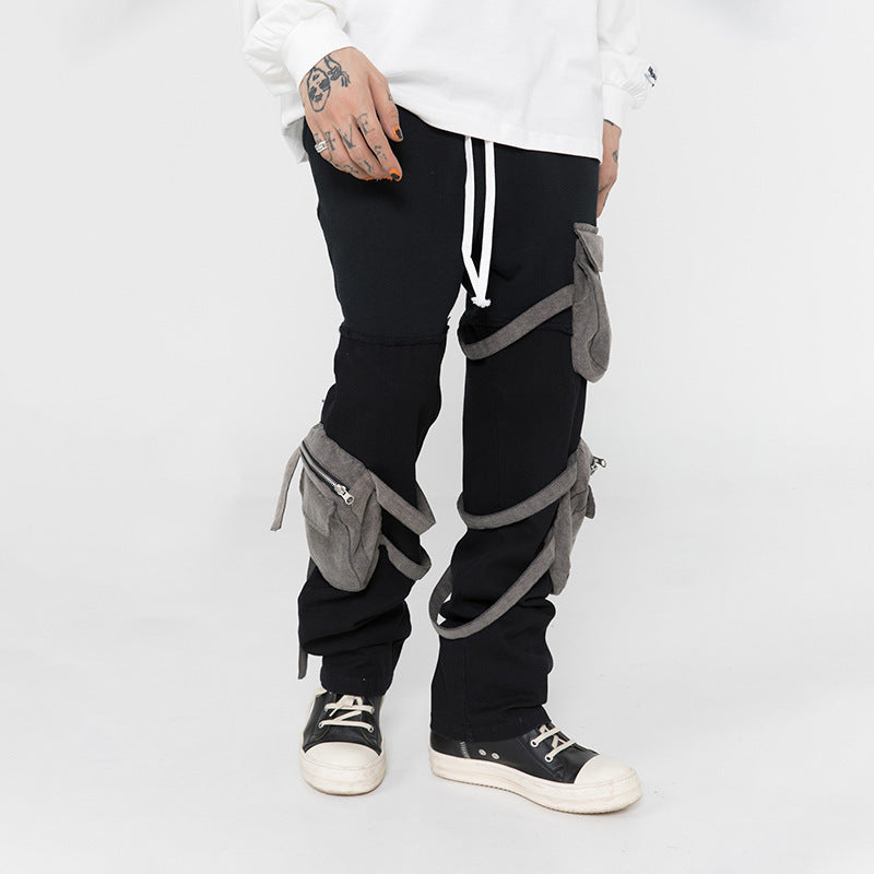Men’s European And American Multi-pocket Decoration Color Matching Casual Pants