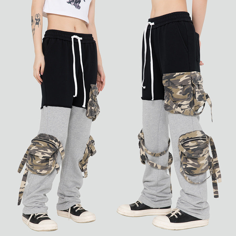 Men’s European And American Multi-pocket Decoration Color Matching Casual Pants