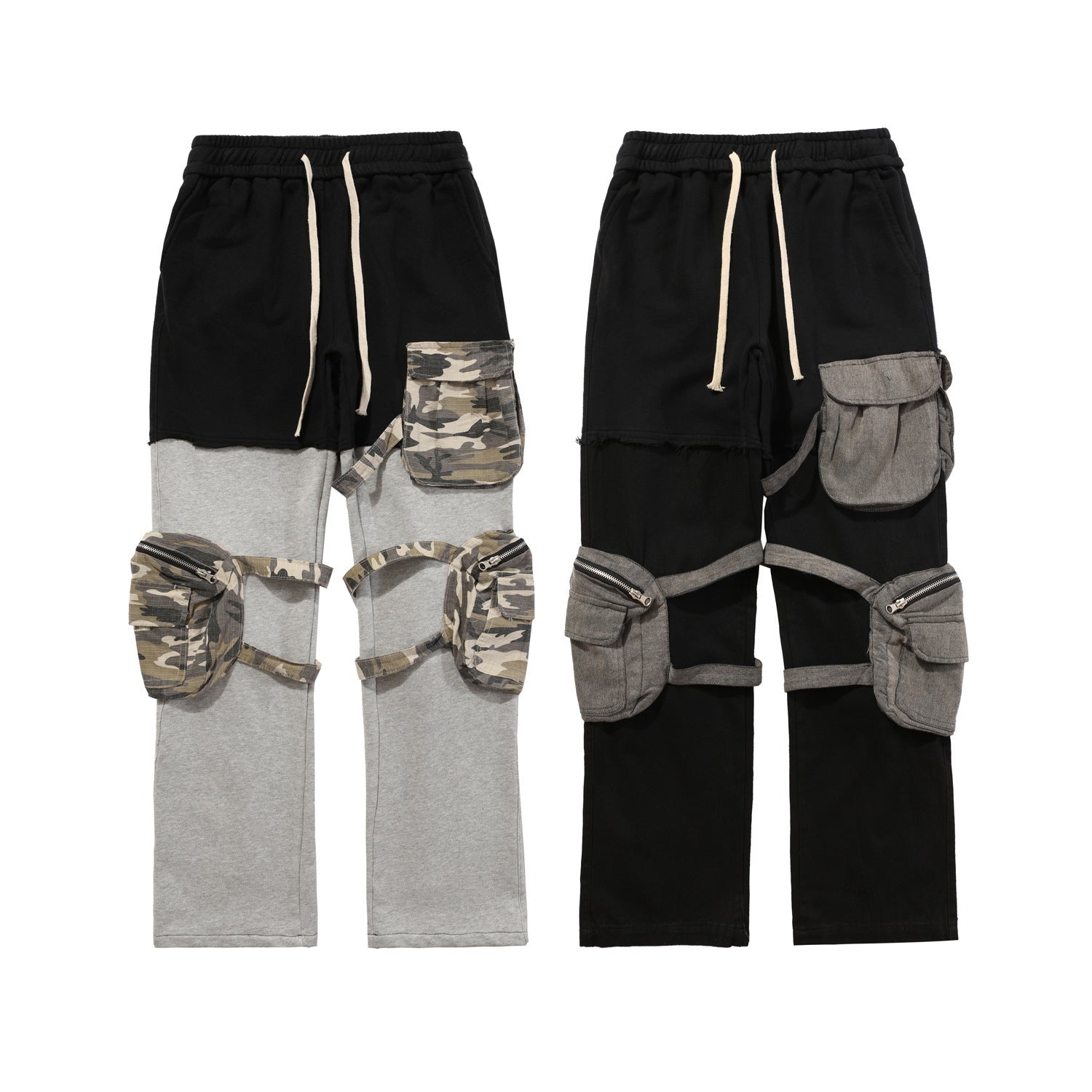 Men’s European And American Multi-pocket Decoration Color Matching Casual Pants