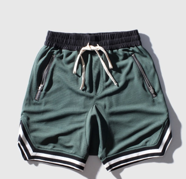 Basketball pants zipper men’s casual pants men’s shorts - Green / L