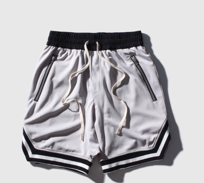 Basketball pants zipper men’s casual pants men’s shorts - Grey / M