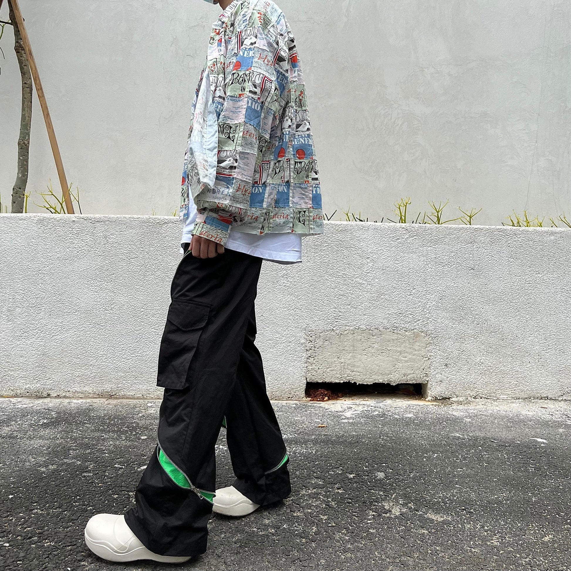 Zippered Concealed Contrast Offset Performance Pants